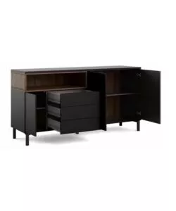 Mobile buffet nero 3 ante e 3 cassetti, 176x90x48 cm